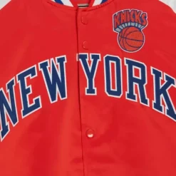 Men Mitchell & Ness Jackets & Outerwear-Primetime Lightweight Satin Jacket New York Knicks