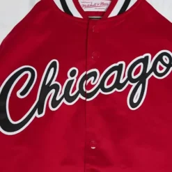 Men Mitchell & Ness Jackets & Outerwear-Primetime Lightweight Satin Jacket Chicago Bulls