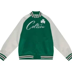 Men Mitchell & Ness Jackets & Outerwear-Primetime Lightweight Satin Jacket Boston Celtics