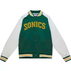 Men Mitchell & Ness Jackets & Outerwear-Primetime Lw Satin Jacket Seattle Supersonics