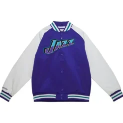 Men Mitchell & Ness Jackets & Outerwear-Primetime Lw Satin Jacket Utah Jazz
