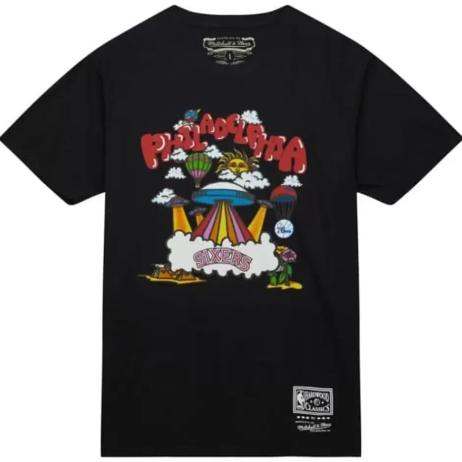 Men Mitchell & Ness T-Shirts & Tops-Psychedelic Ss Tee Philadelphia 76Ers