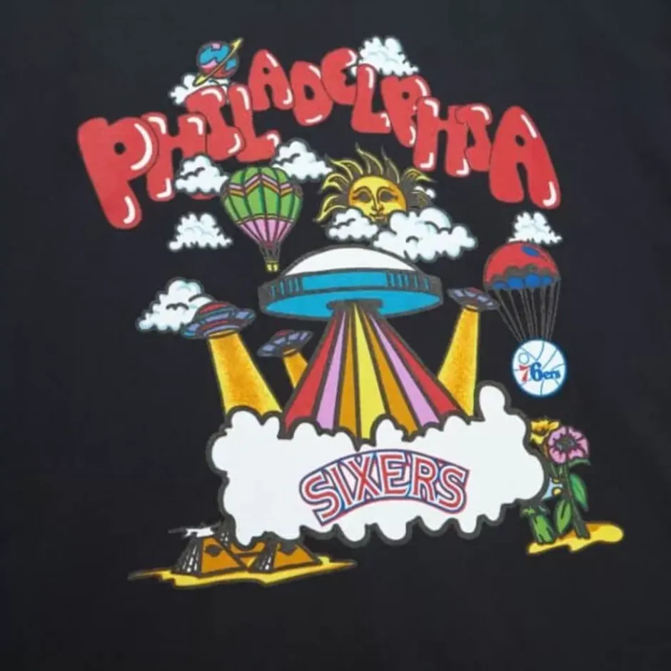Men Mitchell & Ness T-Shirts & Tops-Psychedelic Ss Tee Philadelphia 76Ers
