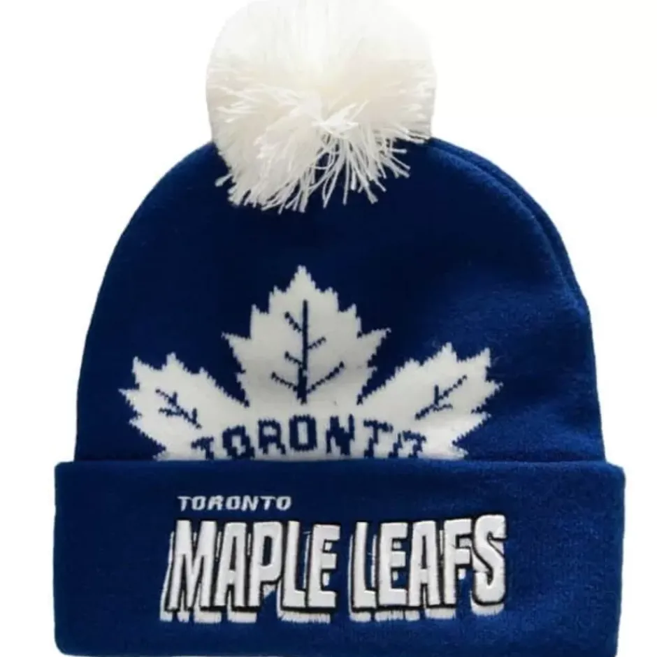 Mitchell & Ness Knit-Punch Out Pom Knit Toronto Maple Leafs