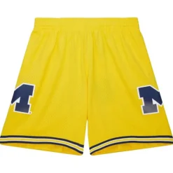 Men Mitchell & Ness Shorts-Replica University Of Michigan Maize 1991 Shorts