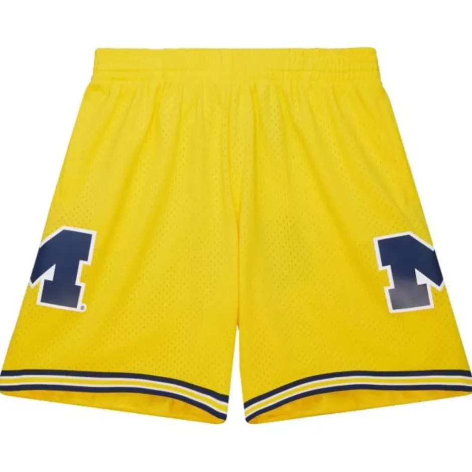 Men Mitchell & Ness Shorts-Replica University Of Michigan Maize 1991 Shorts