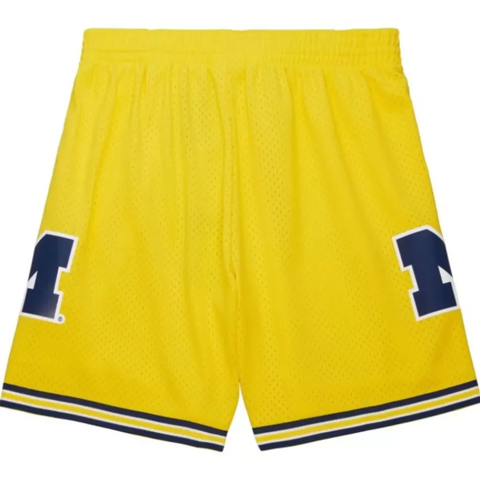Men Mitchell & Ness Shorts-Replica University Of Michigan Maize 1991 Shorts