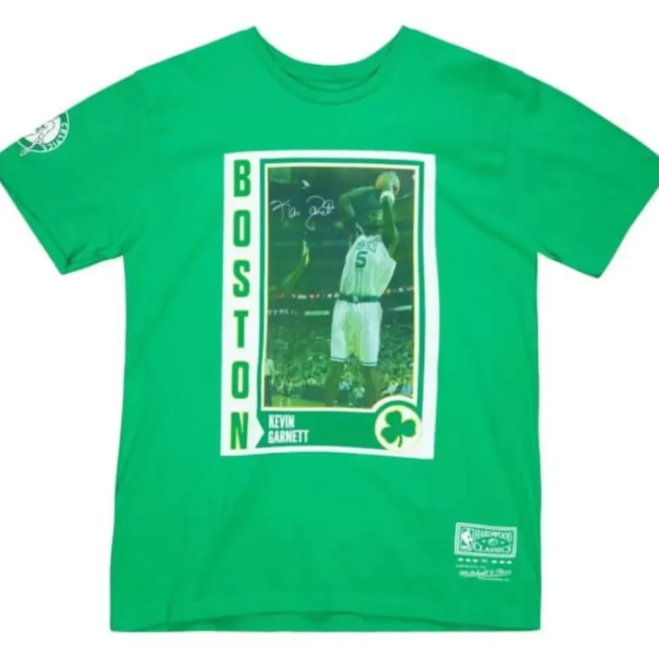 Men Mitchell & Ness T-Shirts & Tops-Retro Card Tee Boston Celtics Kevin Garnett