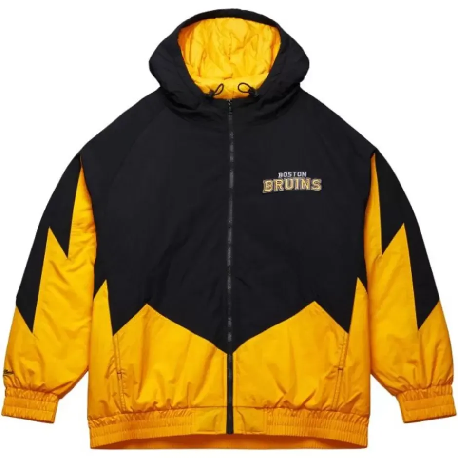 Men Mitchell & Ness Jackets & Outerwear-Retro Full Zip Jacket Current Logo Boston Bruins