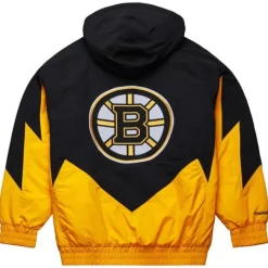 Men Mitchell & Ness Jackets & Outerwear-Retro Full Zip Jacket Current Logo Boston Bruins