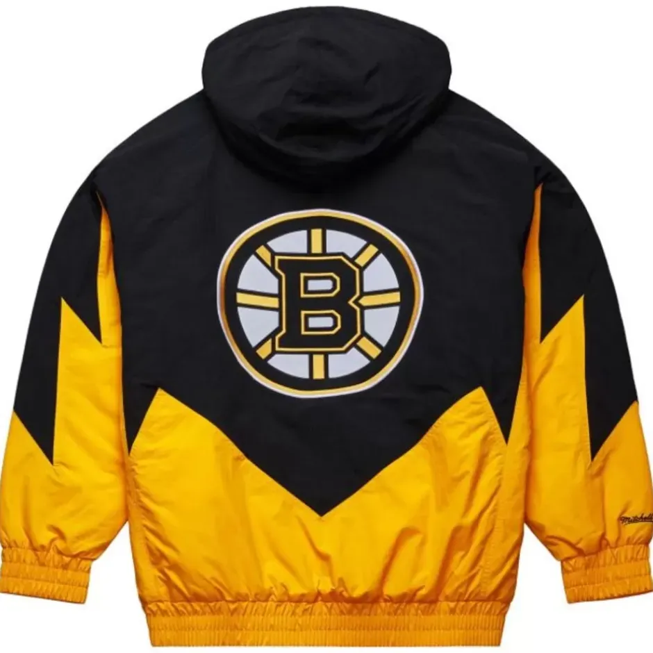 Men Mitchell & Ness Jackets & Outerwear-Retro Full Zip Jacket Current Logo Boston Bruins