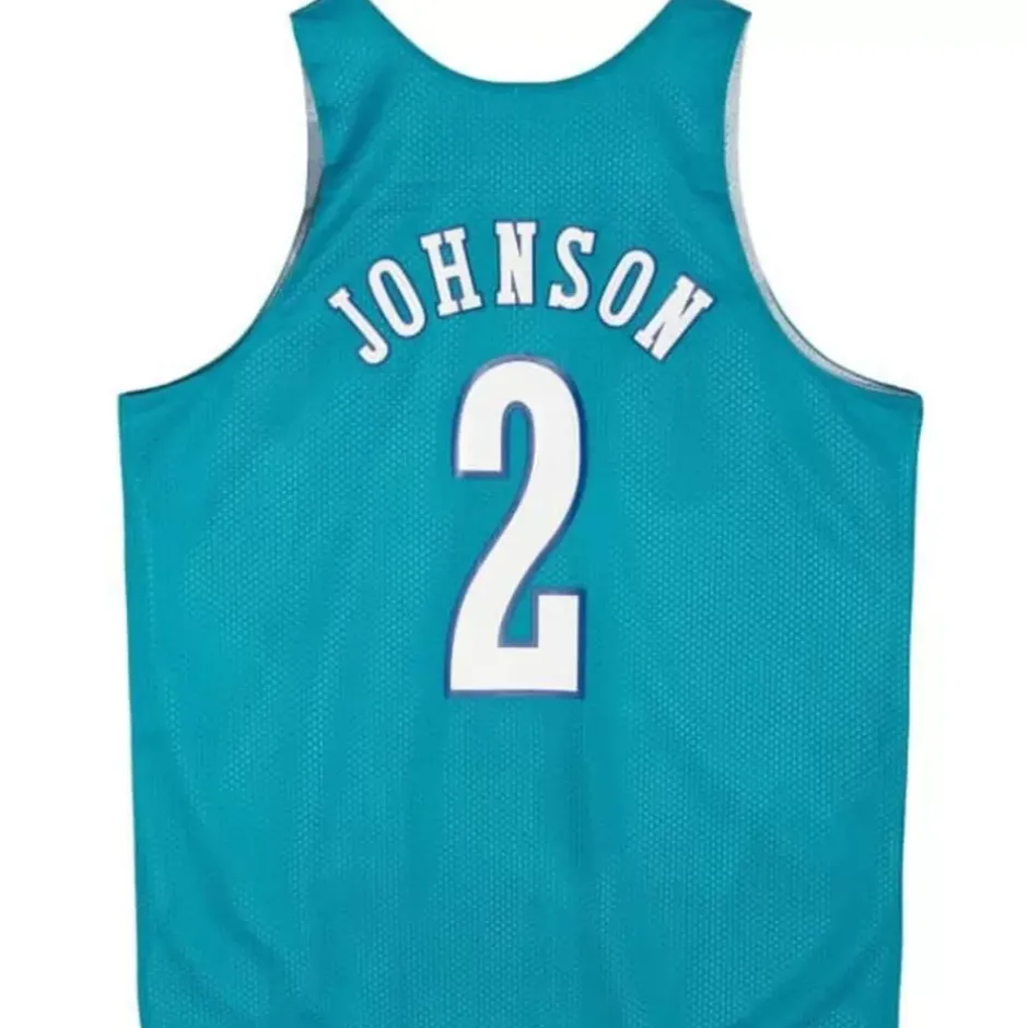 Men Mitchell & Ness T-Shirts & Tops-Reversible Mesh Tank Charlotte Hornets Larry Johnson