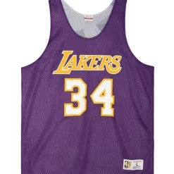 Men Mitchell & Ness T-Shirts & Tops-Reversible Mesh Tank Los Angeles Lakers Shaquille O'Neal