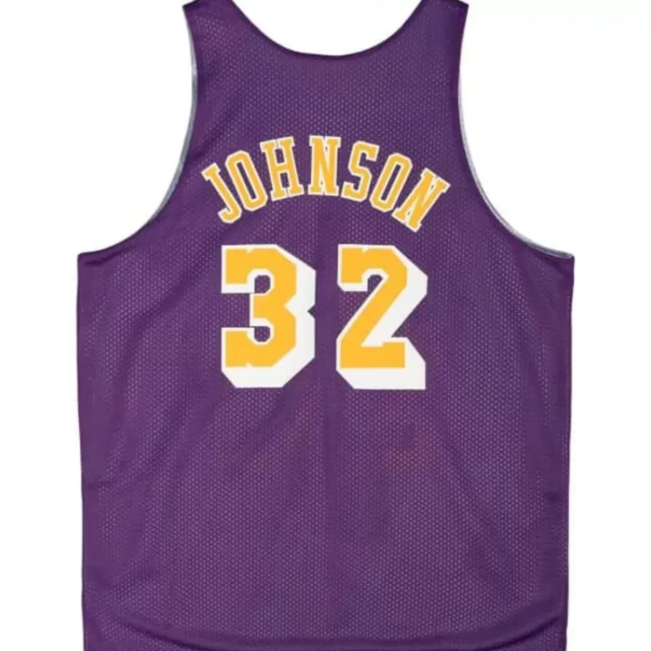 Men Mitchell & Ness T-Shirts & Tops-Reversible Mesh Tank Los Angeles Lakers Magic Johnson