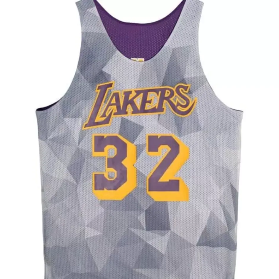 Men Mitchell & Ness T-Shirts & Tops-Reversible Mesh Tank Los Angeles Lakers Magic Johnson