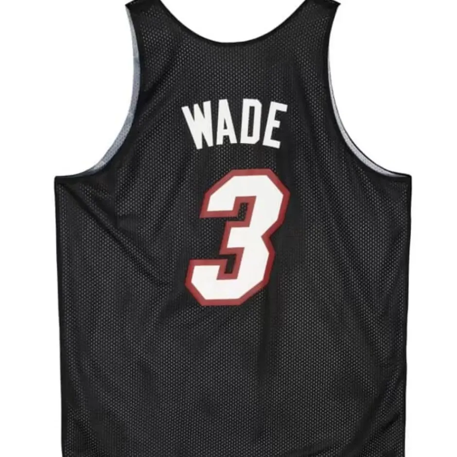Men Mitchell & Ness T-Shirts & Tops-Reversible Mesh Tank Miami Heat Dwyane Wade