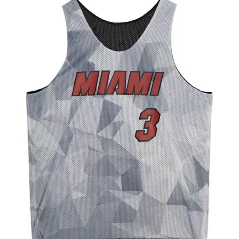 Men Mitchell & Ness T-Shirts & Tops-Reversible Mesh Tank Miami Heat Dwyane Wade