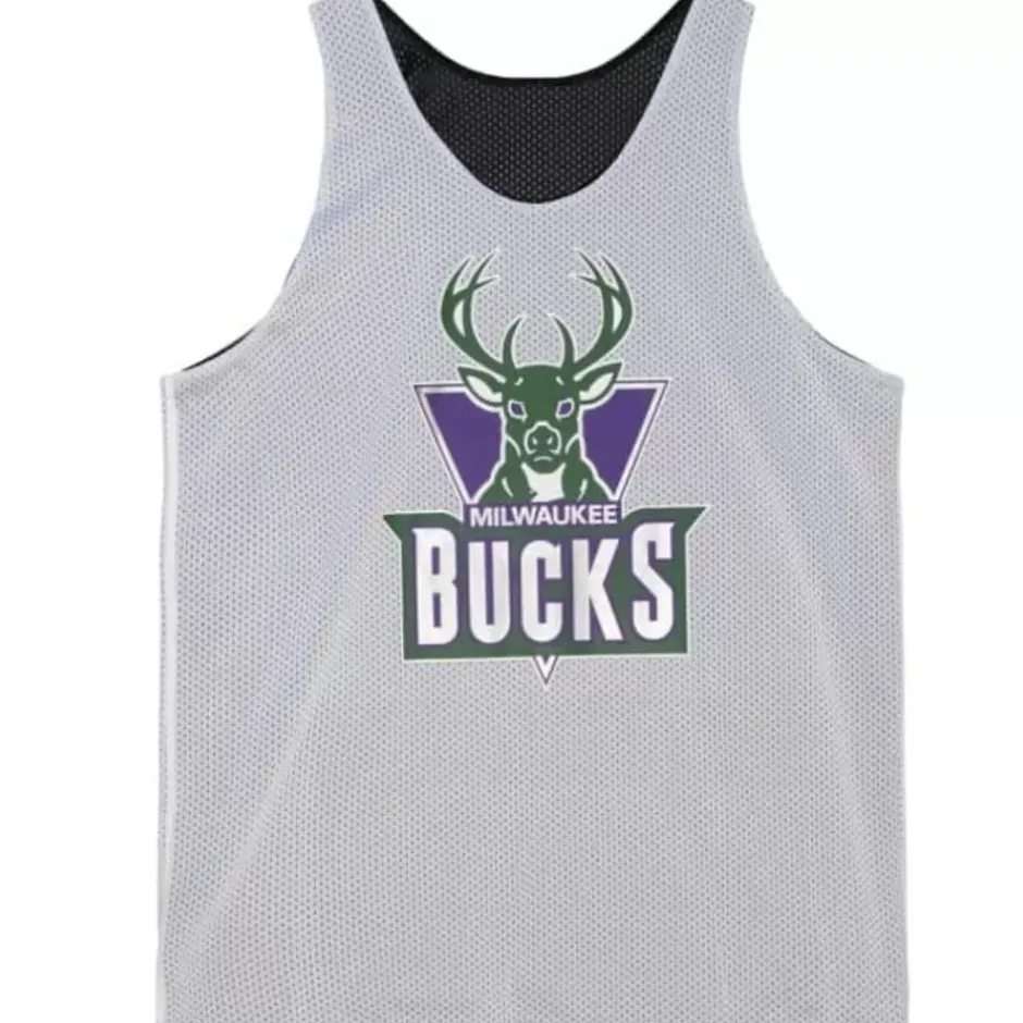 Men Mitchell & Ness T-Shirts & Tops-Reversible Mesh Tank Milwaukee Bucks