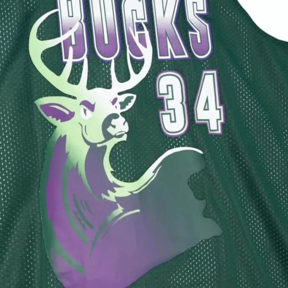 Men Mitchell & Ness T-Shirts & Tops-Reversible Mesh Tank Milwaukee Bucks Ray Allen