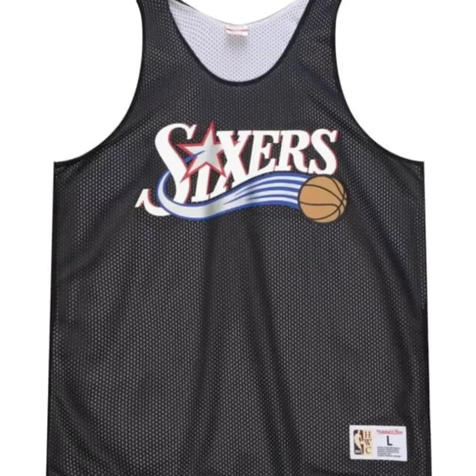 Men Mitchell & Ness T-Shirts & Tops-Reversible Mesh Tank Philadelphia 76Ers
