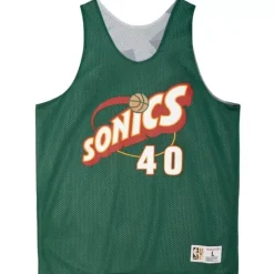 Men Mitchell & Ness T-Shirts & Tops-Reversible Mesh Tank Seattle Supersonics Shawn Kemp