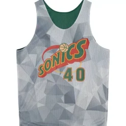 Men Mitchell & Ness T-Shirts & Tops-Reversible Mesh Tank Seattle Supersonics Shawn Kemp