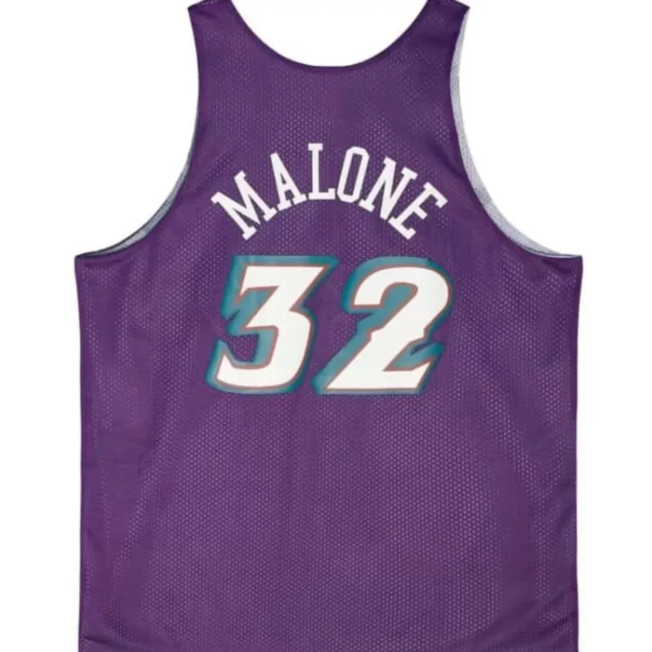 Men Mitchell & Ness T-Shirts & Tops-Reversible Mesh Tank Utah Jazz Karl Malone