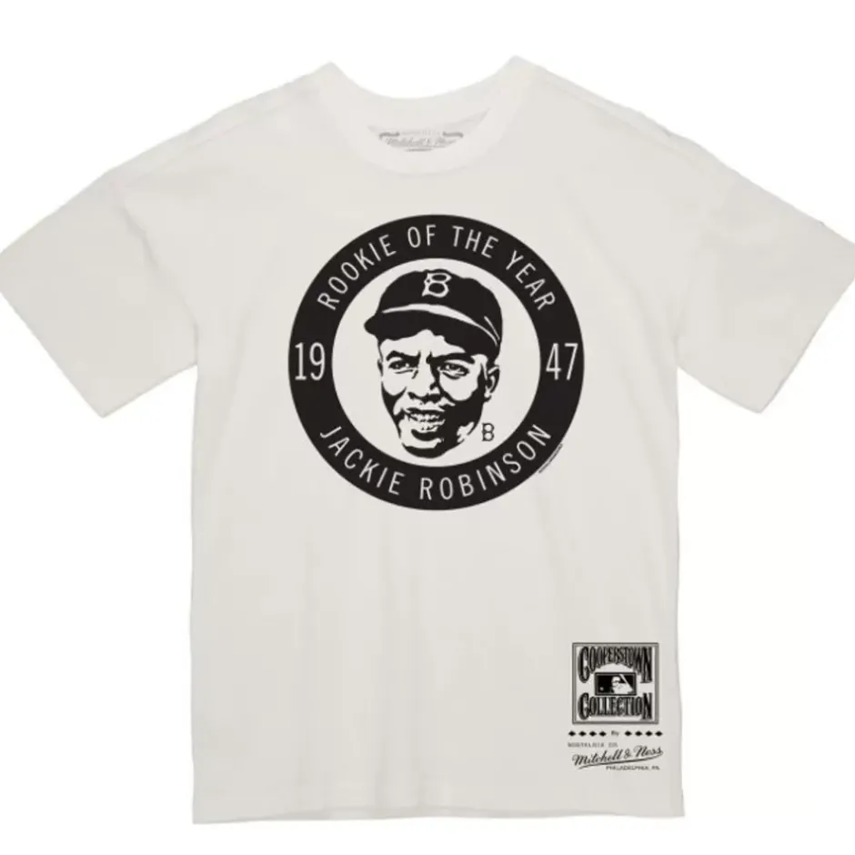 Men Mitchell & Ness T-Shirts & Tops-Rookie Tee Los Angeles Dodgers Jackie Robinson