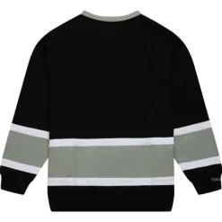 Men Mitchell & Ness Hoodies & Sweatshirts-Satin Insert Fleece Crew Oakland Raiders