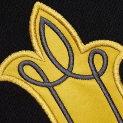 Men Mitchell & Ness Hoodies & Sweatshirts-Satin Insert Fleece Crew Current Logo Vegas Golden Knights