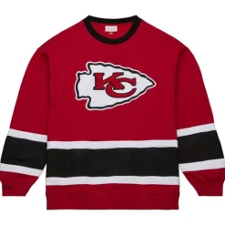 Men Mitchell & Ness Hoodies & Sweatshirts-Satin Insert Fleece Crew Kansas City Chiefs