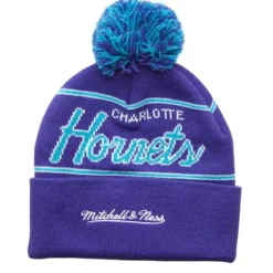 Mitchell & Ness Knit-Script Pom Beanie Hwc Charlotte Hornets