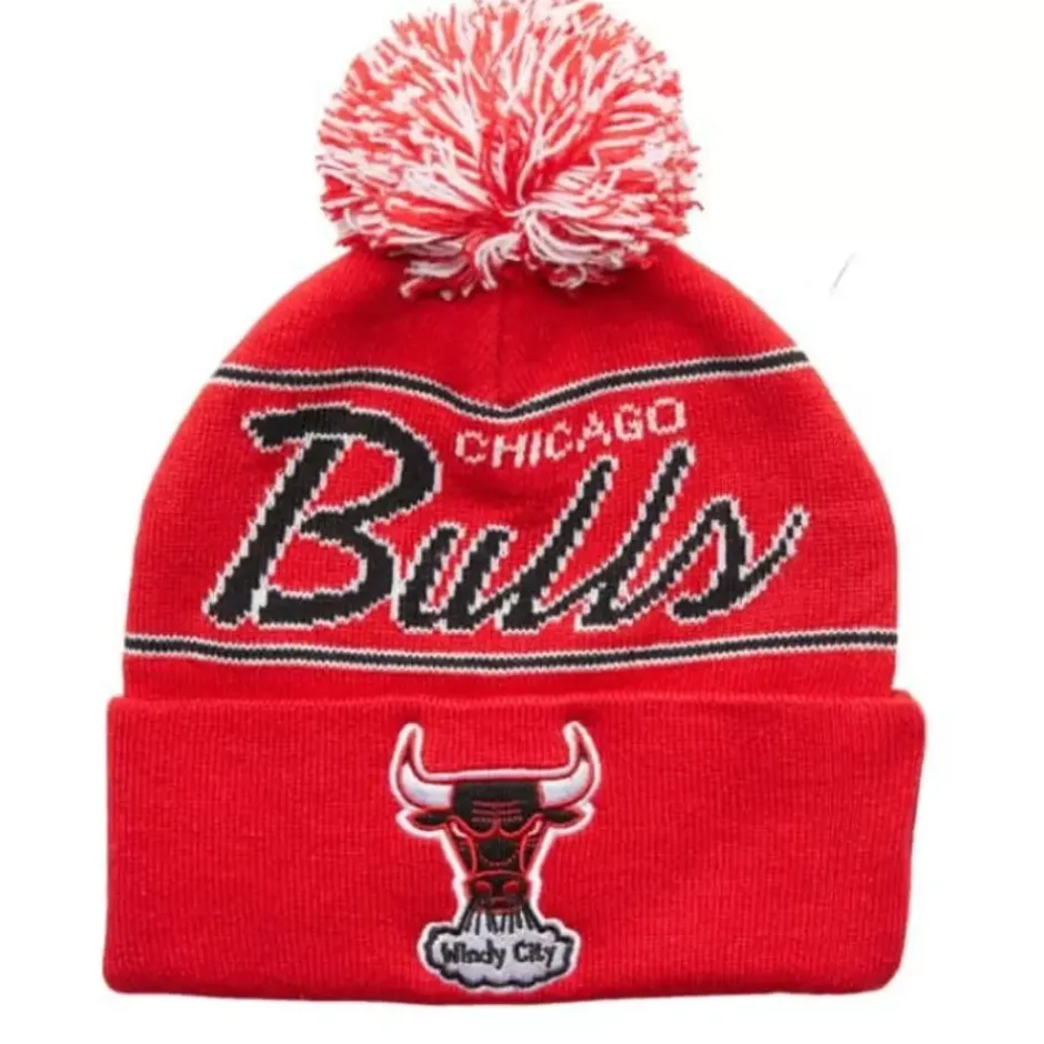 Mitchell & Ness Knit-Script Pom Beanie Hwc Chicago Bulls