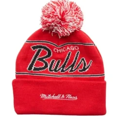 Mitchell & Ness Knit-Script Pom Beanie Hwc Chicago Bulls