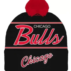 Mitchell & Ness Knit-Script Pom Beanie Hwc Chicago Bulls