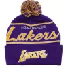 Mitchell & Ness Knit-Script Pom Beanie Hwc Los Angeles Lakers