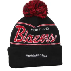 Mitchell & Ness Knit-Script Pom Beanie Hwc Portland Trail Blazers