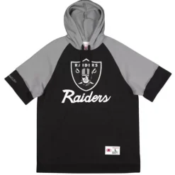 Men Mitchell & Ness Hoodies & Sweatshirts-Shortsleeve Fleece Hoodie Oakland Raiders