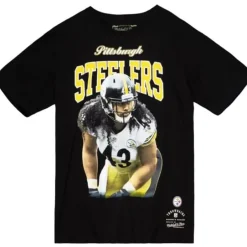 Men Mitchell & Ness T-Shirts & Tops-Sideline Name & Number Tee Pittsburgh Steelers 1914 Troy Polamalu