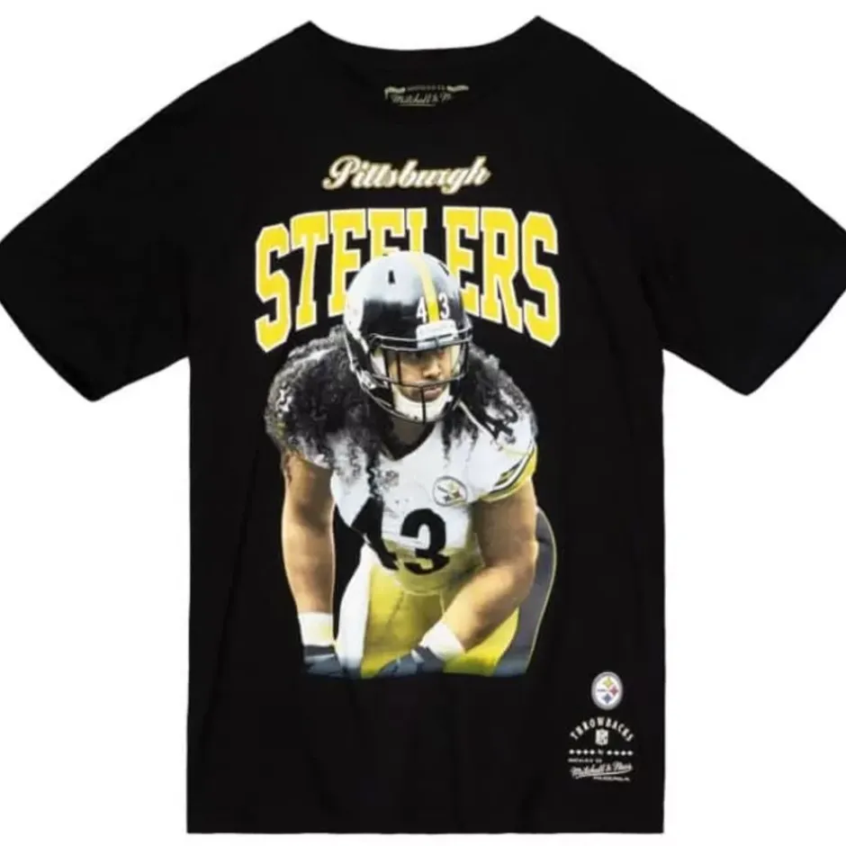 Men Mitchell & Ness T-Shirts & Tops-Sideline Name & Number Tee Pittsburgh Steelers 1914 Troy Polamalu