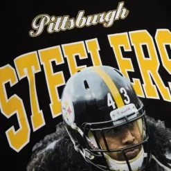 Men Mitchell & Ness T-Shirts & Tops-Sideline Name & Number Tee Pittsburgh Steelers 1914 Troy Polamalu