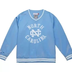 Men Mitchell & Ness Jackets & Outerwear-Sideline Pullover Satin Jacket University Of North Carolina