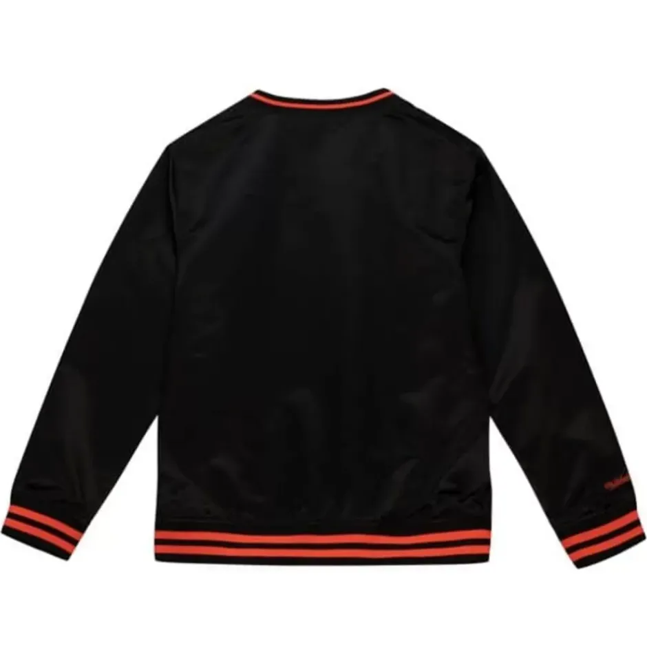 Men Mitchell & Ness Jackets & Outerwear-Sideline Pullover Satin Jacket San Francisco Giants