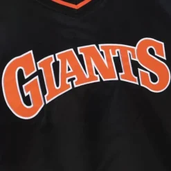 Men Mitchell & Ness Jackets & Outerwear-Sideline Pullover Satin Jacket San Francisco Giants