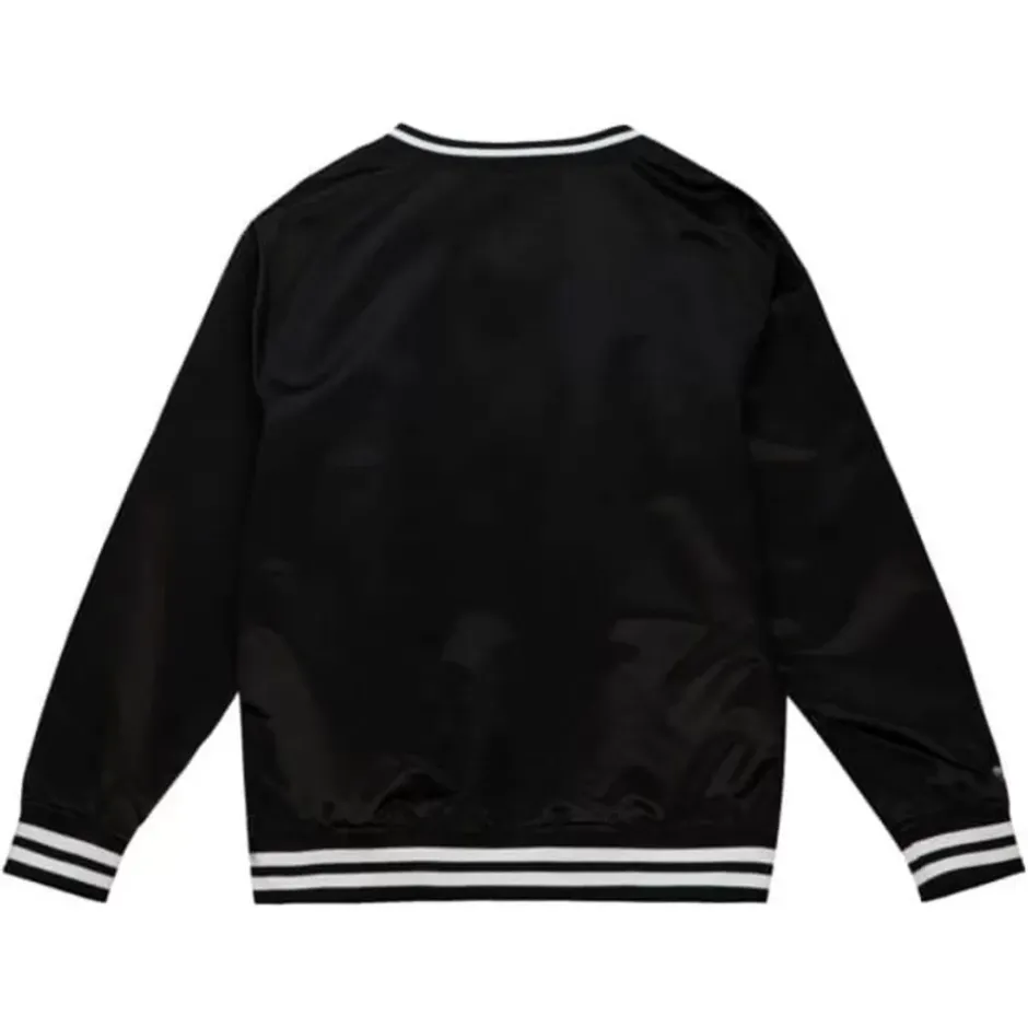 Men Mitchell & Ness Jackets & Outerwear-Sideline Pullover Satin Jacket Chicago White Sox