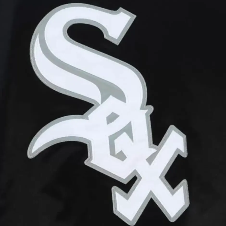 Men Mitchell & Ness Jackets & Outerwear-Sideline Pullover Satin Jacket Chicago White Sox