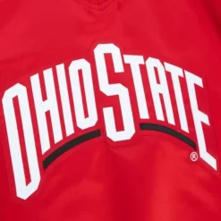 Men Mitchell & Ness Jackets & Outerwear-Sideline Pullover Satin Jacket Ohio State