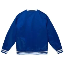 Men Mitchell & Ness Jackets & Outerwear-Sideline Pullover Satin Jacket Los Angeles Dodgers