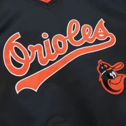 Men Mitchell & Ness Jackets & Outerwear-Sideline Pullover Satin Jacket Baltimore Orioles