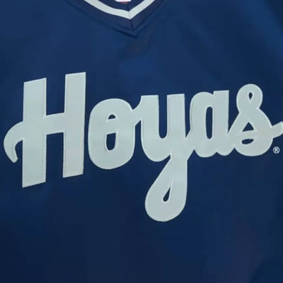 Men Mitchell & Ness Jackets & Outerwear-Sideline Pullover Satin Jacket Georgetown University